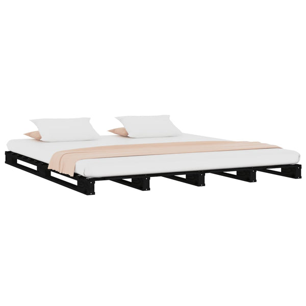 Schwarzes Plattformbett Maistorovici 120x190cm (Holz Small Double)