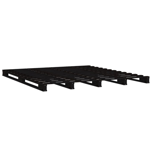 Schwarzes Plattformbett Maistorovici 135x190cm (Kiefer Doppelbett)