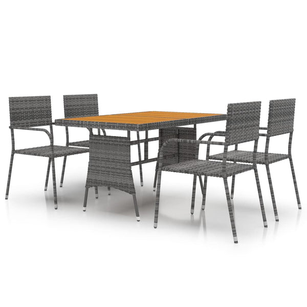 Graue Essgruppe für den Außenbereich Edite 5-teilig (Polyrattan)