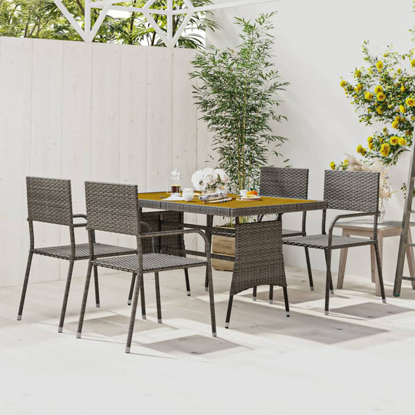 Graue Essgruppe für den Außenbereich Edite 5-teilig (Polyrattan)