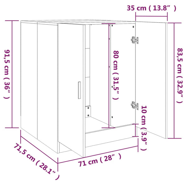 Waschmaschinenschrank Dalmazid (Räuchereiche Holz)
