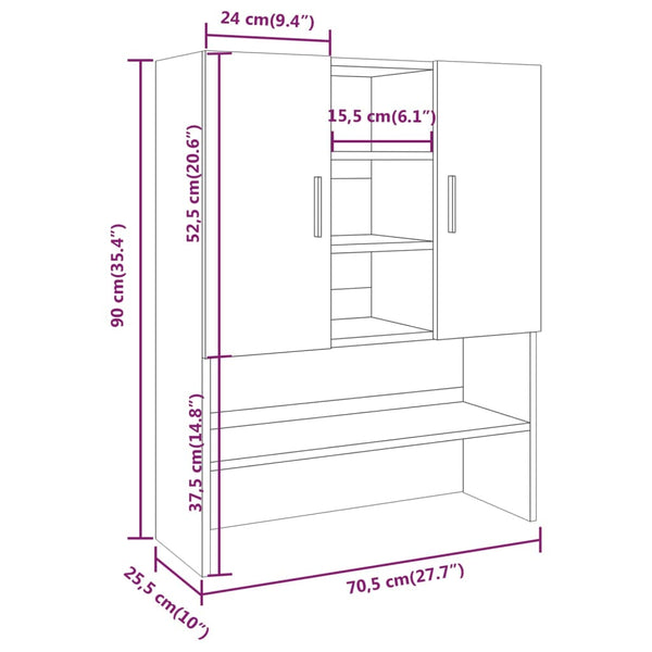 Waschmaschinenschrank Dalmazid (Räuchereiche Holz)