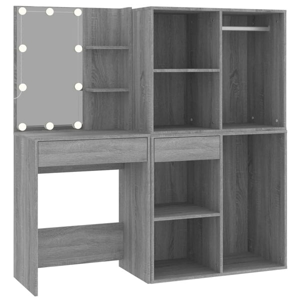 Iorgula LED-Schminktisch mit Schränken Rauch-Eiche (Holz)