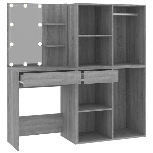 Iorgula LED-Schminktisch mit Schränken Rauch-Eiche (Holz)