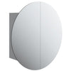 Grauer Badschrank und runder Spiegel LED-Leuchten Mubecel 40x40x17,5cm