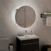 Grauer Badschrank und runder Spiegel LED-Leuchten Mubecel 40x40x17,5cm