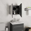 Grauer Badschrank und runder Spiegel LED-Leuchten Mubecel 40x40x17,5cm