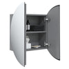 Grauer Badschrank und runder Spiegel LED-Leuchten Mubecel 40x40x17,5cm