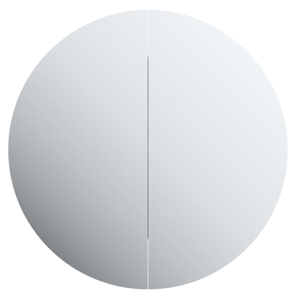 Grauer Badschrank und runder Spiegel LED-Leuchten Mubecel 40x40x17,5cm