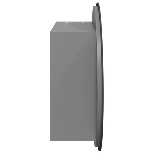 Grauer Badschrank und runder Spiegel LED-Leuchten Mubecel 40x40x17,5cm