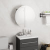Grauer Badschrank und runder Spiegel LED-Leuchten Mubecel 40x40x17,5cm