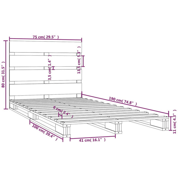 Weißes Bettgestell Buse 75x190cm (Kiefer Small Single)