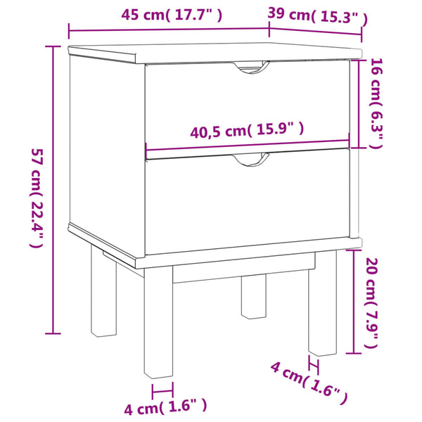Nachttisch Tadiu 45x39x57cm (Kiefer) Grau