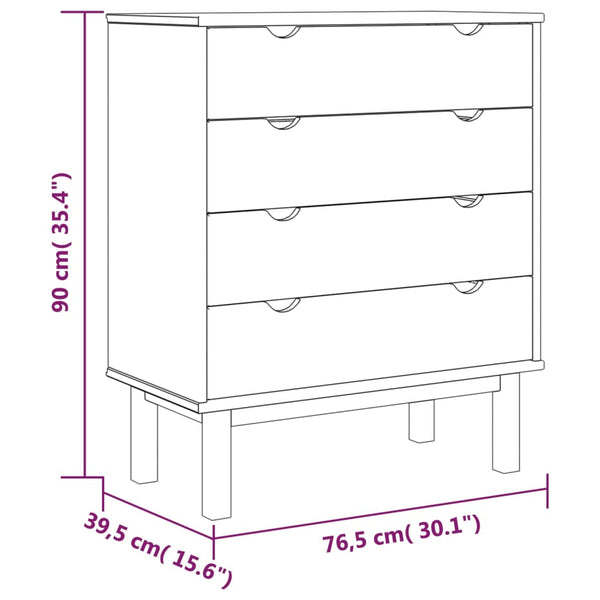Ruskea ja valkoinen lipasto otta Titinica 76,5x39,5x90cm (mänty)