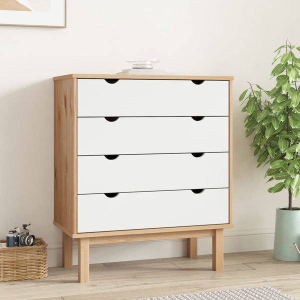Ruskea ja valkoinen lipasto otta Titinica 76,5x39,5x90cm (mänty)