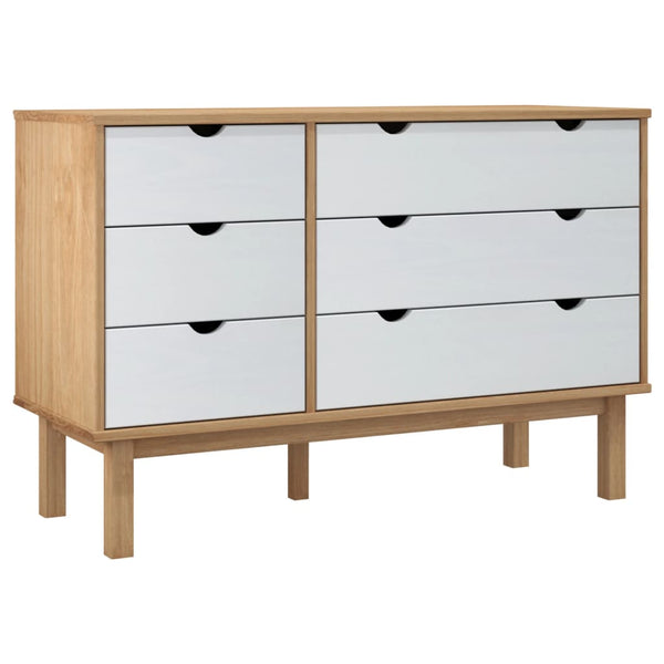 Kommode Avron 111x43x73,5cm (Kiefer), braun grau/weiß