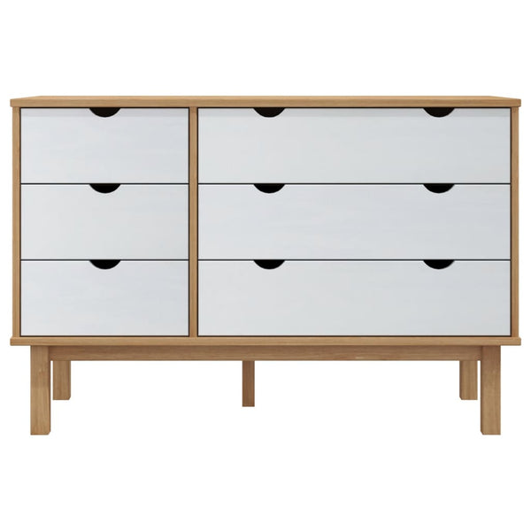 Kommode Avron 111x43x73,5cm (Kiefer), braun grau/weiß