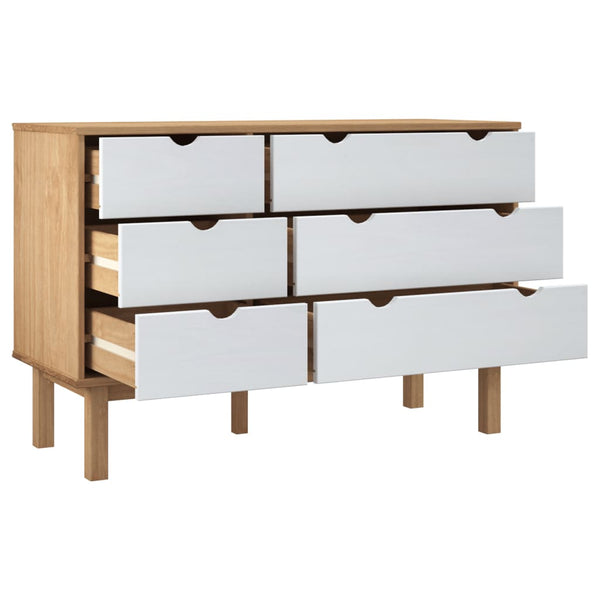 Kommode Avron 111x43x73,5cm (Kiefer), braun grau/weiß
