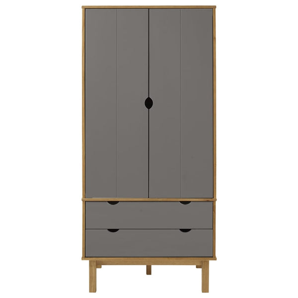 Ruskea ja harmaa vaatekaappi otta Sztelian 76,5x53x172cm (mänty)