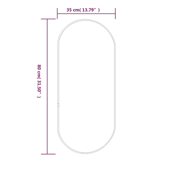 Schwarzer Wandspiegel Airways 80x35cm (oval)