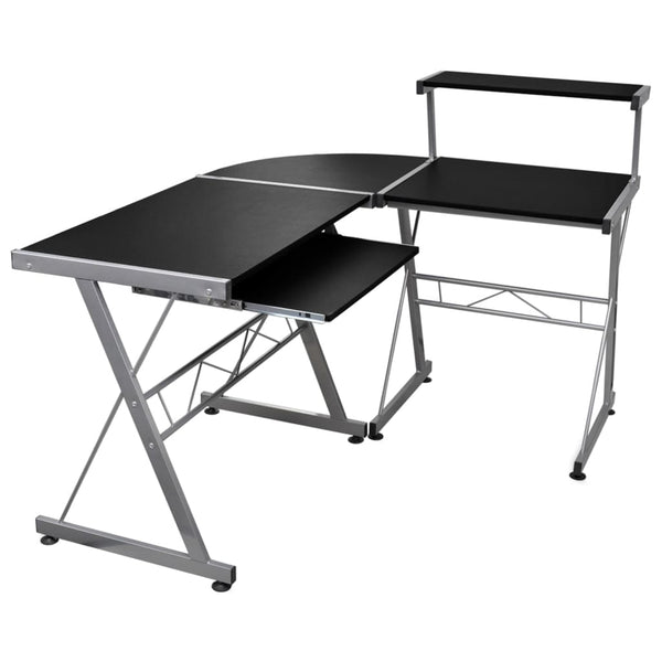 Musta kulmatietokonepöytä Costeliana 132x112x99cm (puinen)