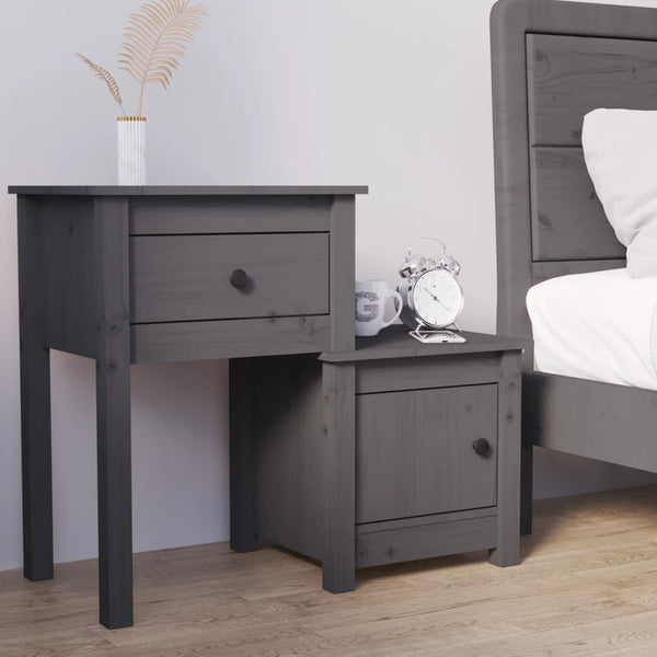 Grauer Nachttisch Tovien 79,5x38x65,5cm (Kiefer)