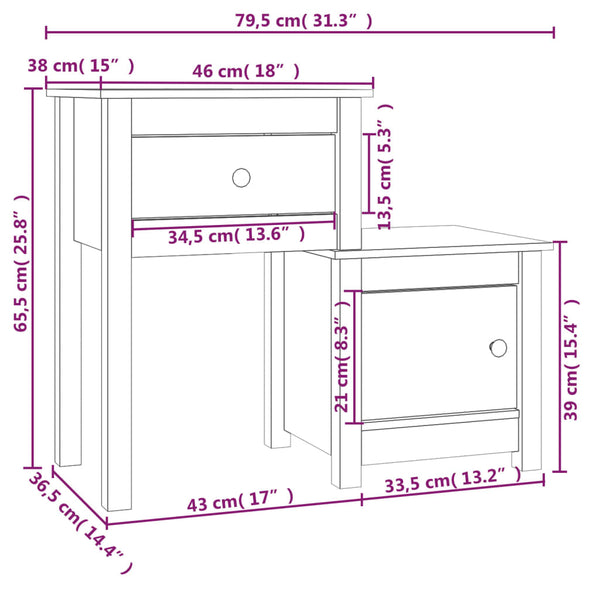 Graue Nachttische Tovien 79,5x38x65,5cm (2 St. Kiefer)