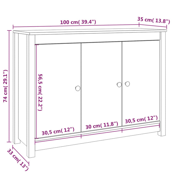 Harmaa senkki Vinga 100x35x74cm (mänty)