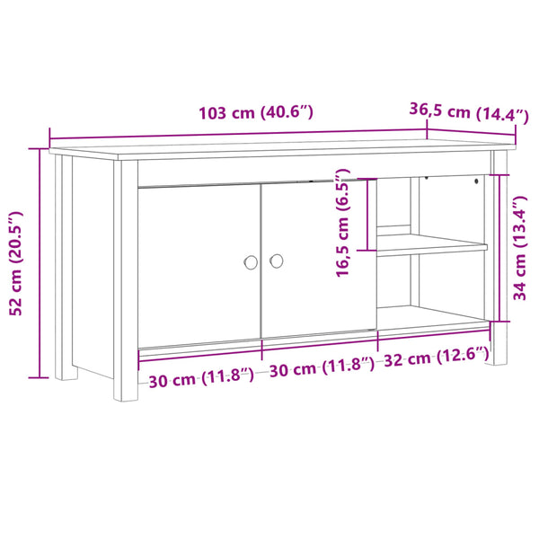 TV-Unterschrank Sallah 103x36,5x52cm (Kiefer)