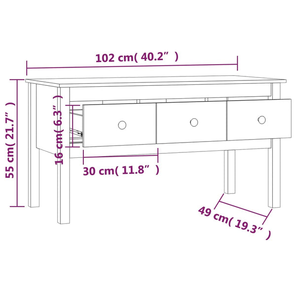Grauer Couchtisch Liubinca 102x49x55cm (Kiefer)