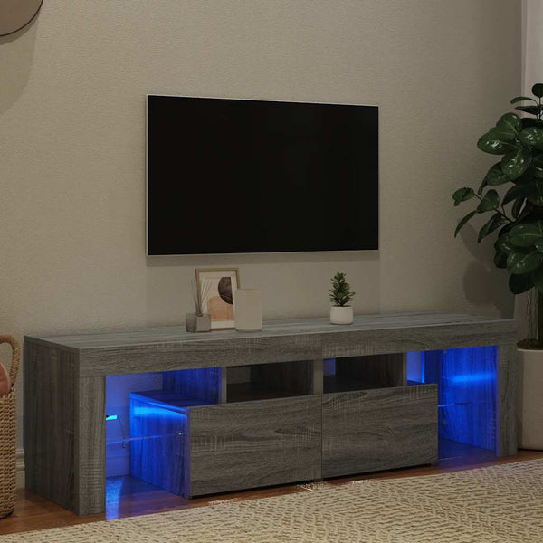 TV-Bank Grau mit LED-Beleuchtung Grozdana 140x36,5x40cm