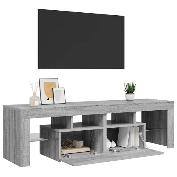 TV-Bank Grau mit LED-Beleuchtung Grozdana 140x36,5x40cm