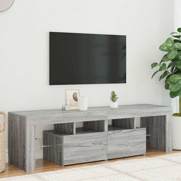TV-Bank Grau mit LED-Beleuchtung Grozdana 140x36,5x40cm