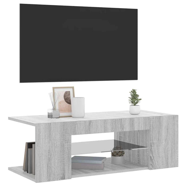Graues TV-Möbel mit LED-Beleuchtung Jair 90x39x30cm
