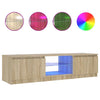 Räucher-Eiche TV-Lowboard mit LED-Beleuchtung Dondos 140x40x35,5cm