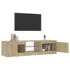 Räucher-Eiche TV-Lowboard mit LED-Beleuchtung Dondos 140x40x35,5cm