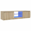 Räucher-Eiche TV-Lowboard mit LED-Beleuchtung Dondos 140x40x35,5cm