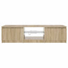 Räucher-Eiche TV-Lowboard mit LED-Beleuchtung Dondos 140x40x35,5cm