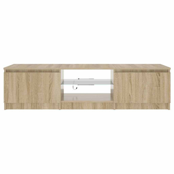 Räucher-Eiche TV-Lowboard mit LED-Beleuchtung Dondos 140x40x35,5cm