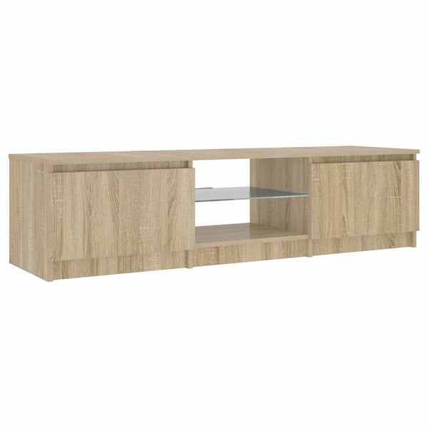 Räucher-Eiche TV-Lowboard mit LED-Beleuchtung Dondos 140x40x35,5cm