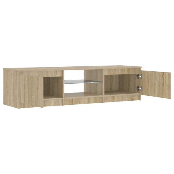 Räucher-Eiche TV-Lowboard mit LED-Beleuchtung Dondos 140x40x35,5cm