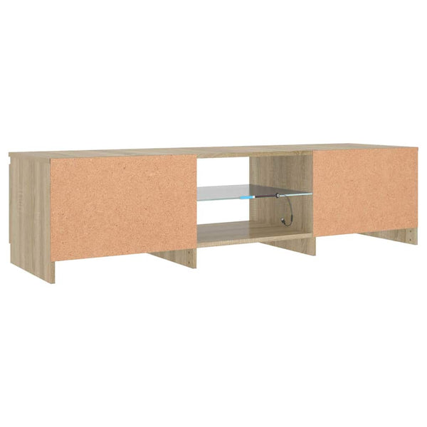 Räucher-Eiche TV-Lowboard mit LED-Beleuchtung Dondos 140x40x35,5cm