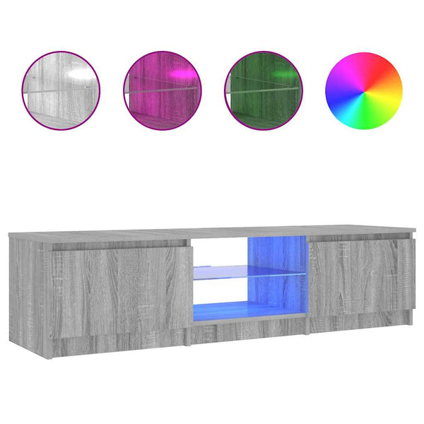 Graues TV-Möbel mit LED-Beleuchtung Dondos 140x40x35,5cm