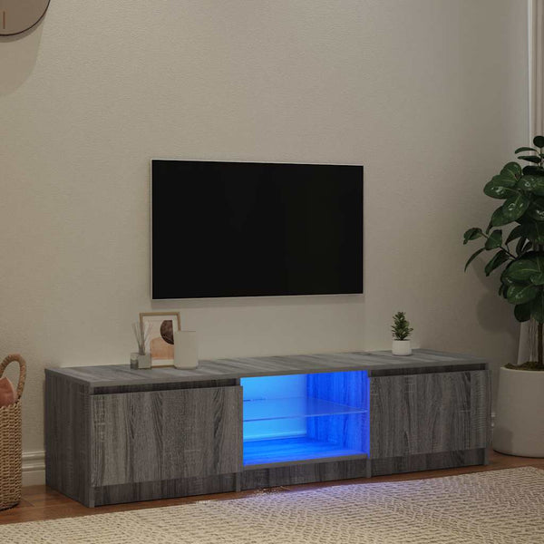 Graues TV-Möbel mit LED-Beleuchtung Dondos 140x40x35,5cm
