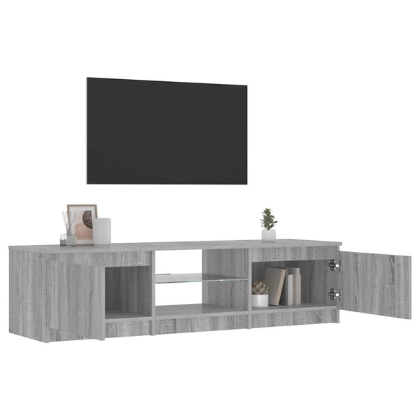 Graues TV-Möbel mit LED-Beleuchtung Dondos 140x40x35,5cm
