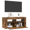 Räucher-Eiche TV-Lowboard mit LED-Beleuchtung Sanaa 90x35x40cm
