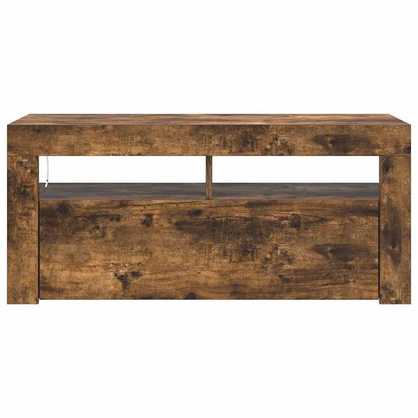Räucher-Eiche TV-Lowboard mit LED-Beleuchtung Sanaa 90x35x40cm