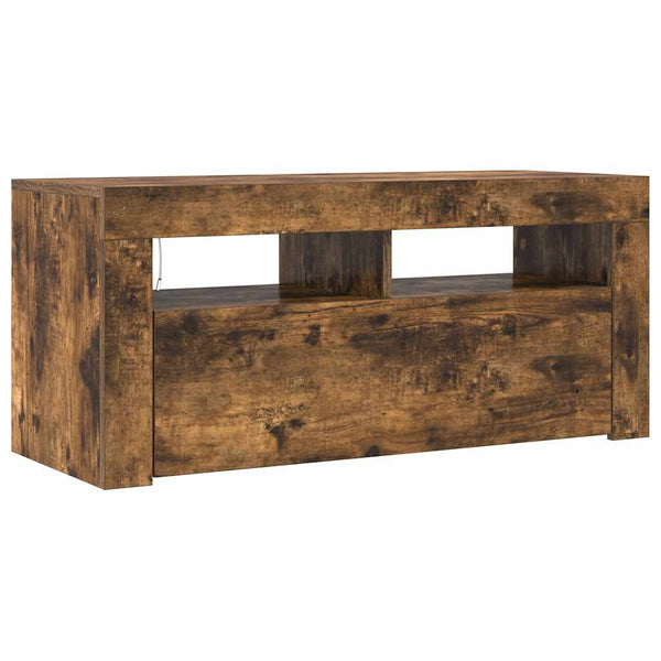 Räucher-Eiche TV-Lowboard mit LED-Beleuchtung Sanaa 90x35x40cm