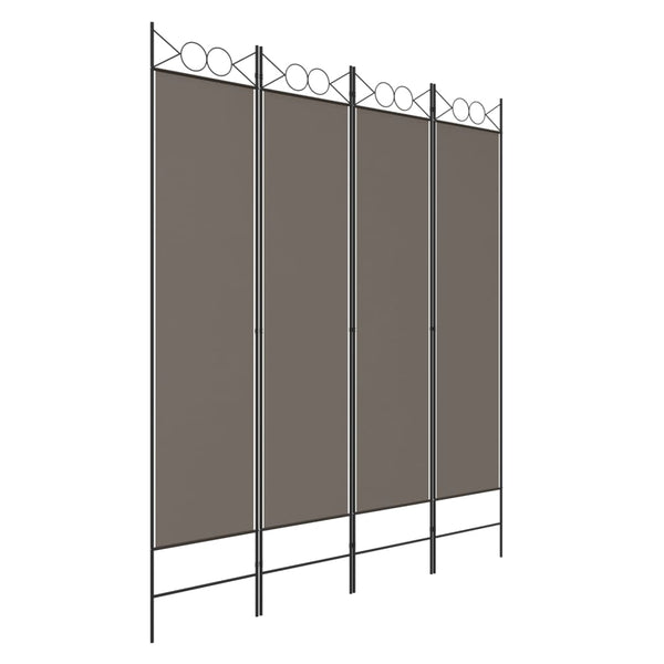 Anthrazitfarbener Raumteiler Ancea 160x200cm (4-teiliger Stoff)