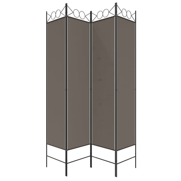 Anthrazitfarbener Raumteiler Ancea 160x200cm (4-teiliger Stoff)